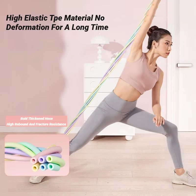 Multi Functional Tension Rope Fitness Stretcher for Household Abdominal Stretching Training, Pilates Stick Set Macaron Color