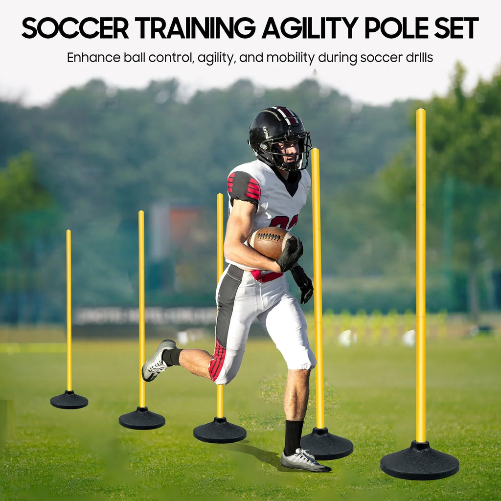 Soccer Agility Poles,Adjustable Height Hurdles,6Pcs Soccer Training Poles with Rubber Base, Detachable Soccer Agility Training Equipment