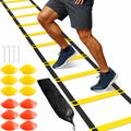 Agility Ladder Speed Training Equipment, 12 Rungs 20Ft Adjustable Speed Ladder for Soccer, 12 Soccer Cones, 4 Stakes, Football Basketball Training Equipment with Carry Bag for Youth Adults