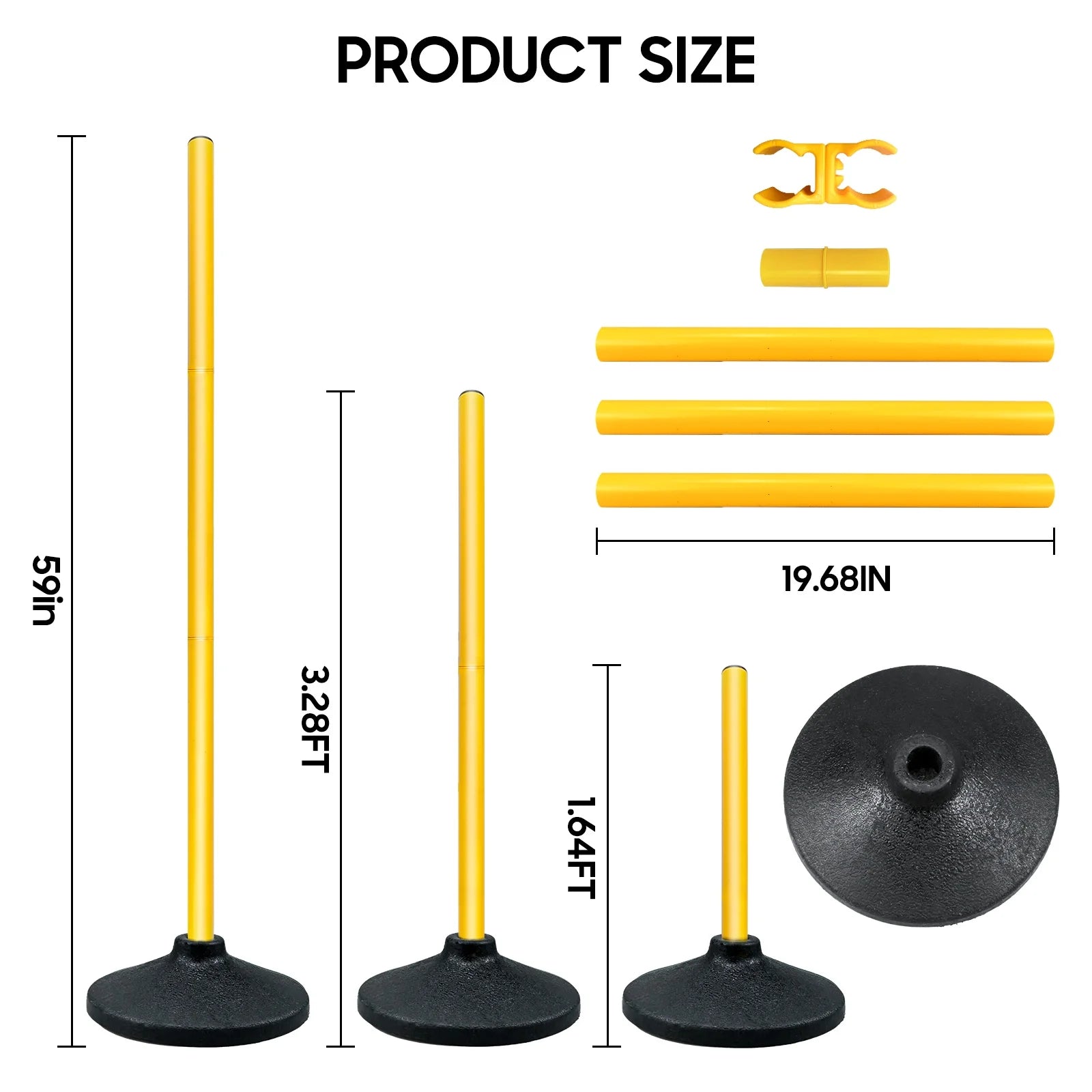 Soccer Agility Poles,Adjustable Height Hurdles,6Pcs Soccer Training Poles with Rubber Base, Detachable Soccer Agility Training Equipment